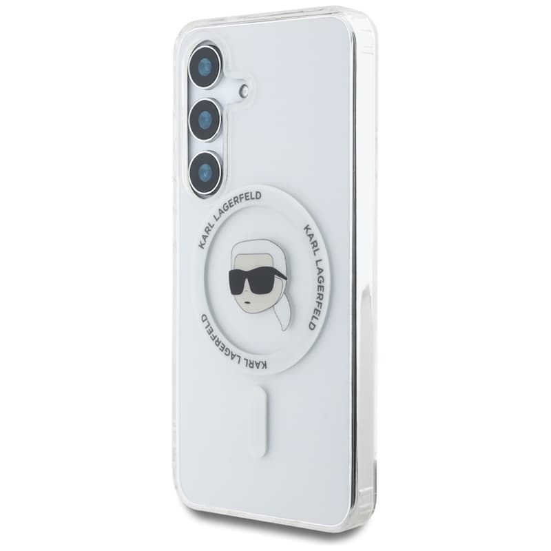 Karl Lagerfeld Button Karl Head Printed Logo MagSafe - Case for Samsung Galaxy S25 (White) 2