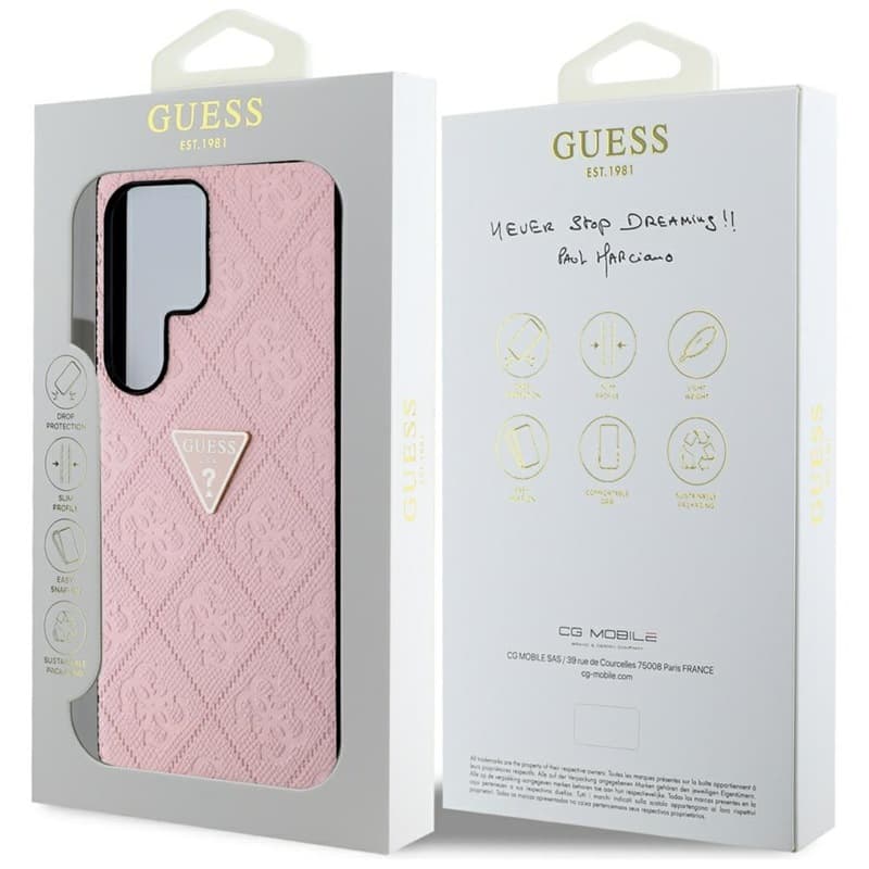 Guess Hot Stamp 4G Pattern Triangle Metal Logo - Case for Samsung Galaxy S25 Ultra (pink) 8