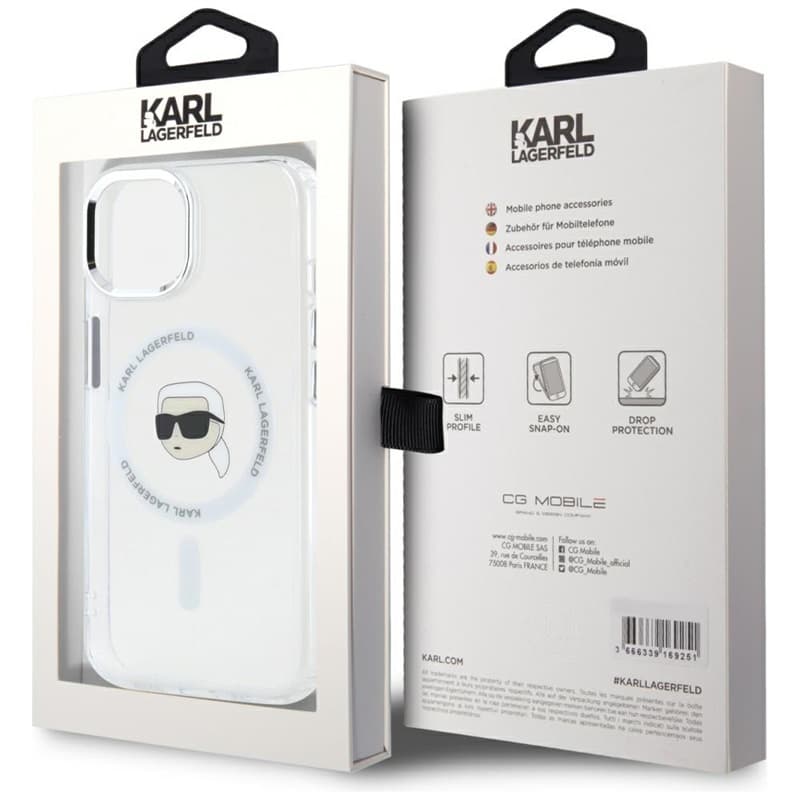 Karl Lagerfeld IML Metal Karl Head MagSafe - Case for iPhone 15 (white) 8