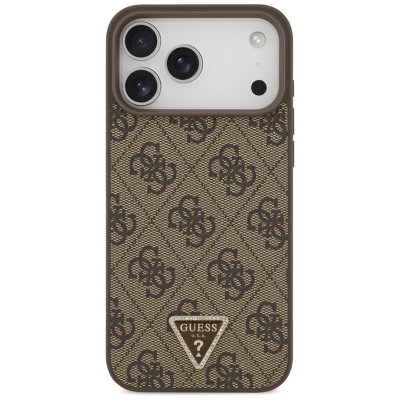 Guess Leather 4G Triangle Strass MagSafe - Case iPhone 17 Pro Max (brown) 3