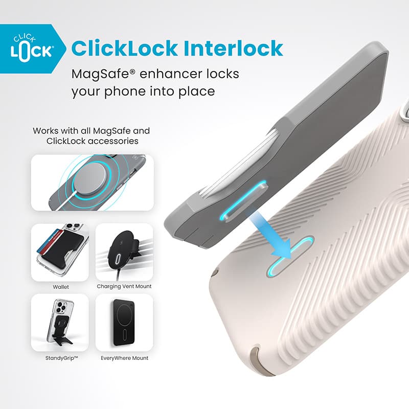 Speck Presidio2 Grip ClickLock & MagSafe - iPhone 16 Case (Bleached Bone / Heirloom Gold / Hazel Brown) 2