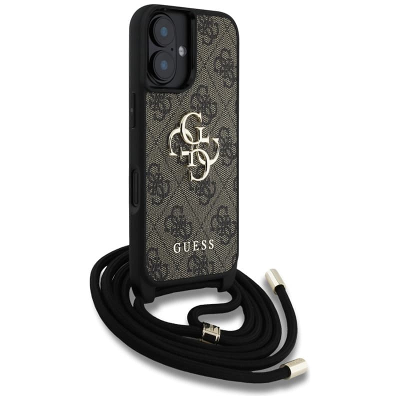 Guess 4G Big Logo Cord Strap Crossbody - Case for iPhone 16 (brown) 3