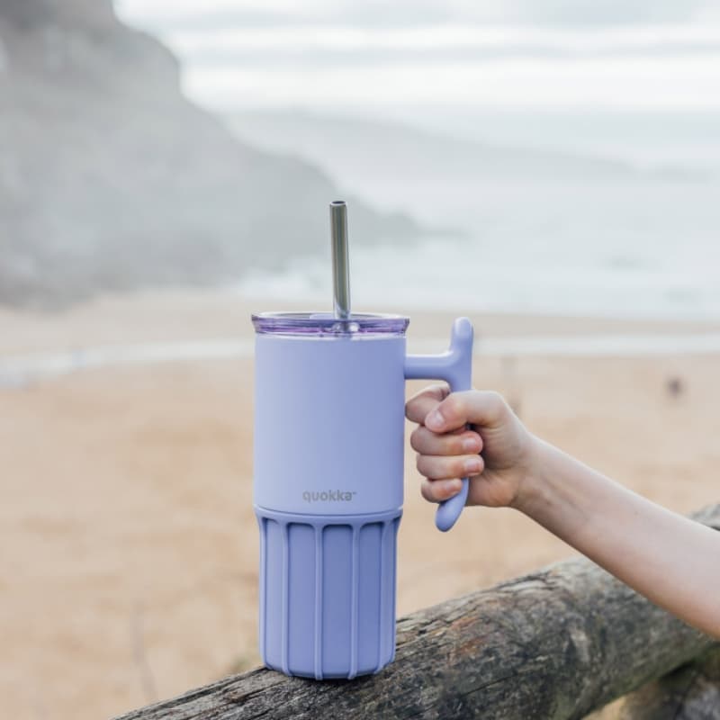Quokka Umi - 720 ml Stainless Steel Thermal Mug with Straw and Silicone Base (Lavender) 3