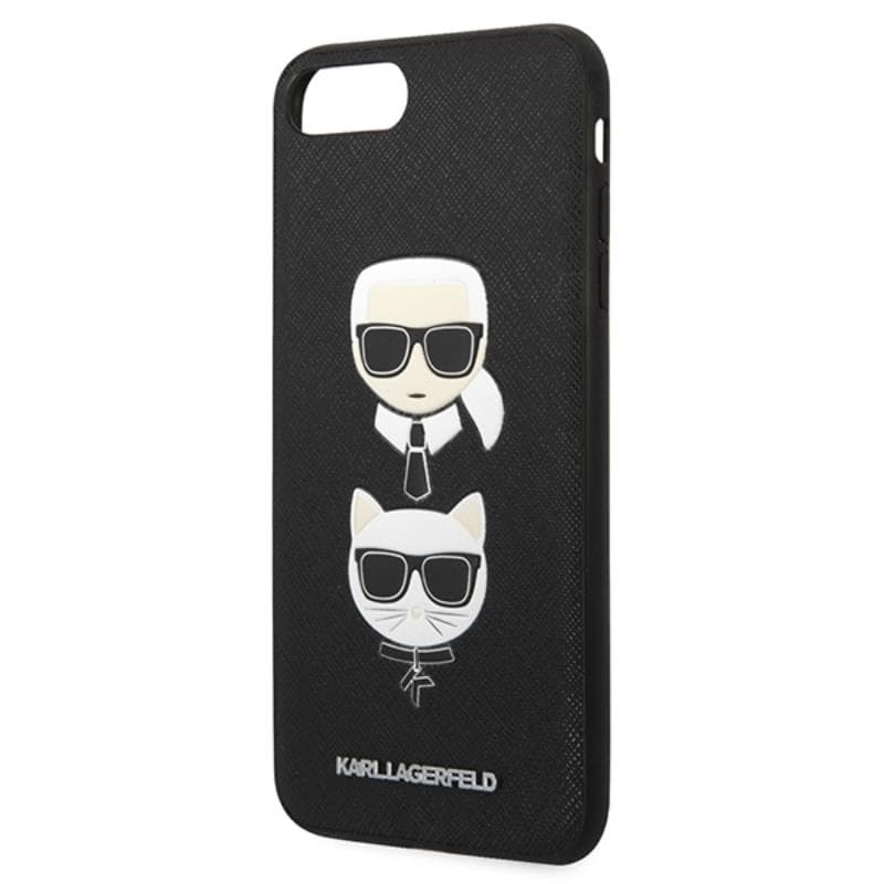 Karl Lagerfeld Saffiano Karl & Choupette Heads - Case for iPhone 8 Plus / 7 Plus (Black) 6