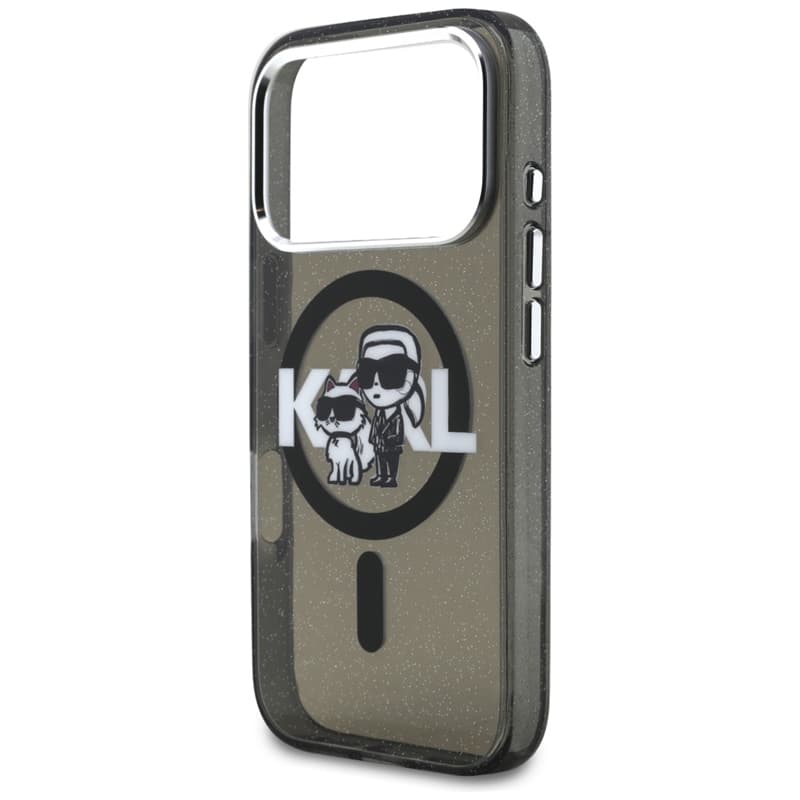 Karl Lagerfeld IML Glitter Karl & Choupette Sketch Logo MagSafe - Case iPhone 17 Pro (Black) 6