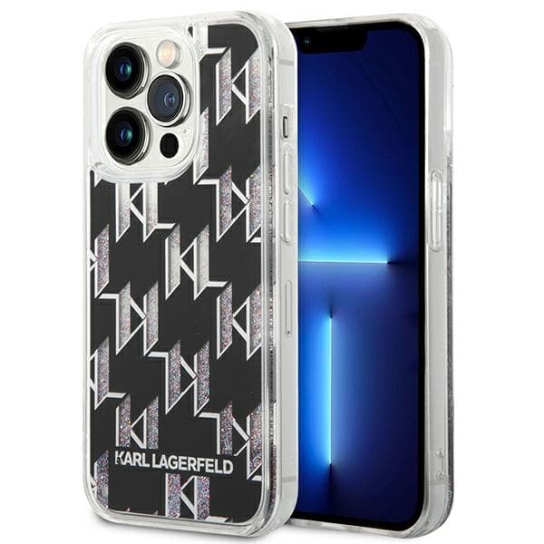 Karl Lagerfeld Monogram Liquid Glitter - Case for iPhone 14 Pro Max (Black) 1