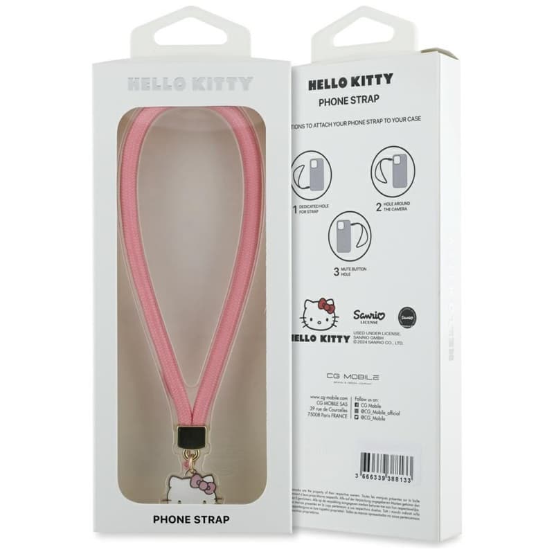 Hello Kitty Nylon Cord Kitty Head - Phone Charm (Pink) 3