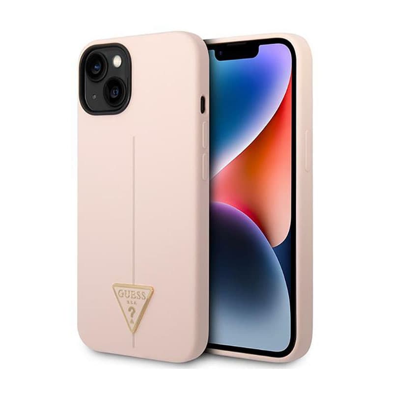 Guess Silicone Triangle Logo - Case for iPhone 14 Plus (Pink) 1