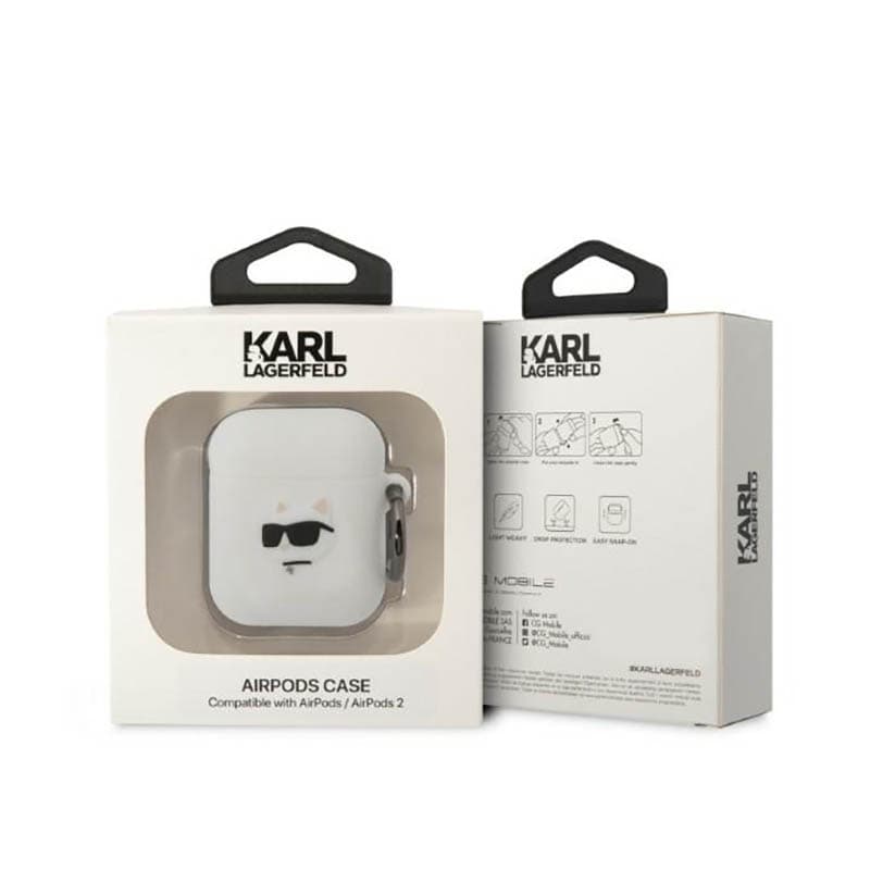 Karl Lagerfeld Silicone NFT Choupette Head 3D - AirPods 1/2 gen case (white) 3