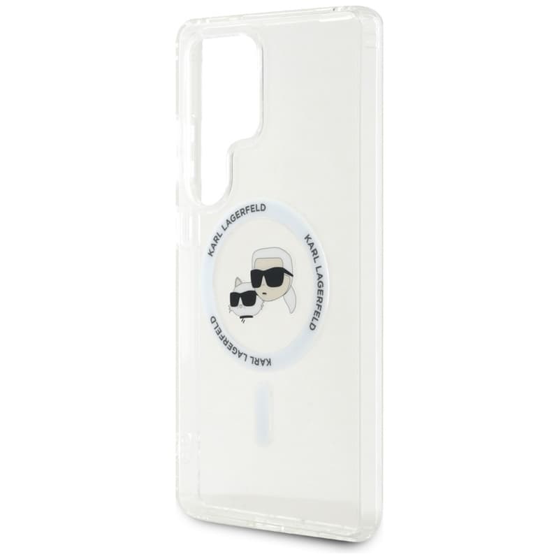 Karl Lagerfeld Button Karl & Choupette Heads Printed Logo MagSafe - Case for Samsung Galaxy S25 Ultra (White) 6