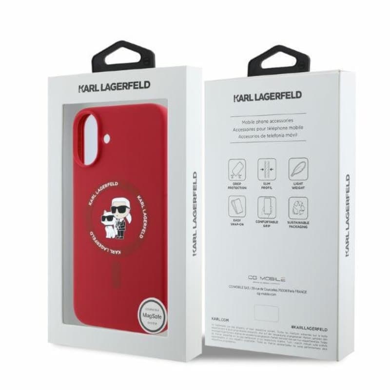 Karl Lagerfeld Silicone Karl & Choupette Ring MagSafe - Case iPhone 16 (red) 4