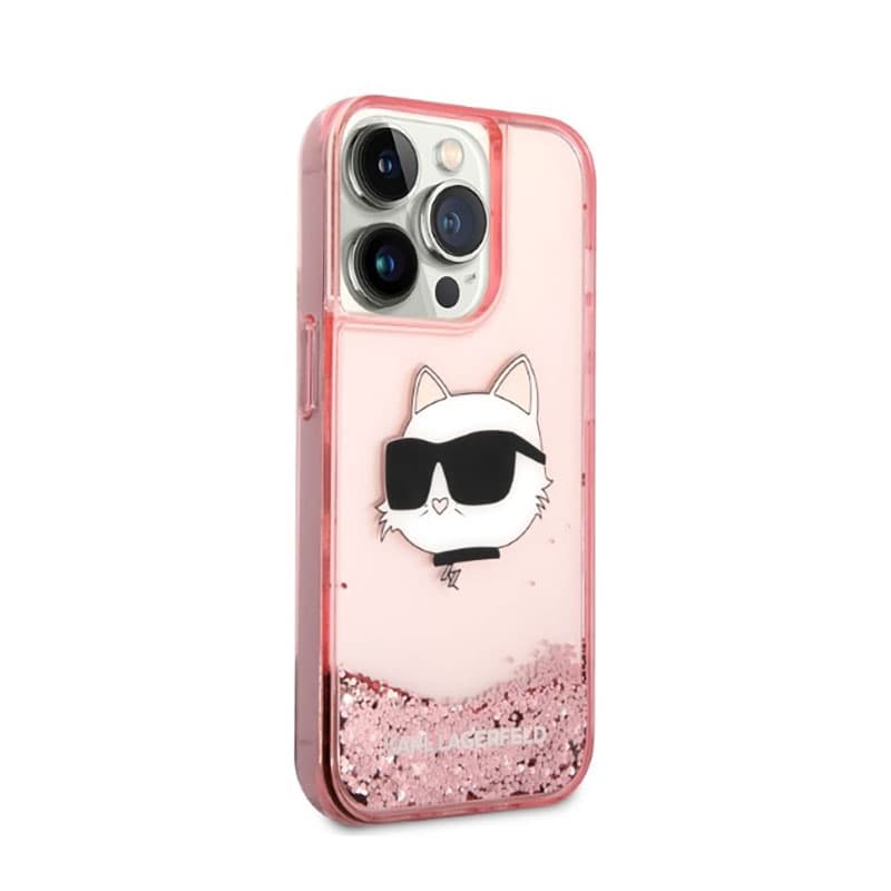 Karl Lagerfeld Liquid Glitter NFT Choupette Head - Case for iPhone 14 Pro (Pink) 4