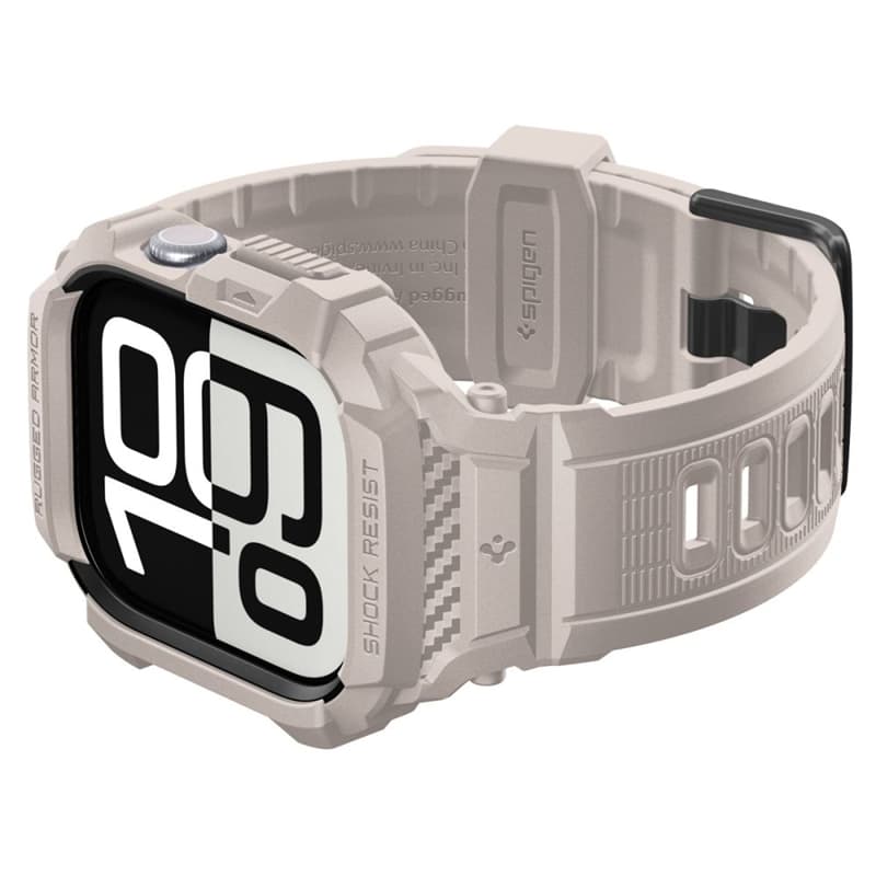 Spigen Rugged Armor Pro V2 – Strap with Case for Apple Watch 10/11 46mm (Dune Beige) 8