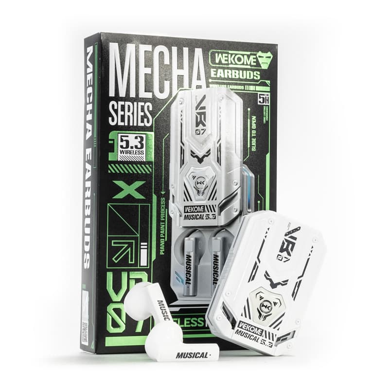 WEKOME VB07 Mecha Series - Bluetooth V5.3 TWS wireless headphones with charging case (White) 3