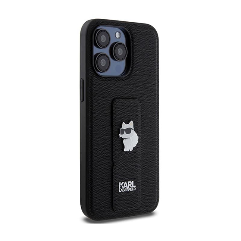 Karl Lagerfeld Gripstand Saffiano Choupette Pins - iPhone 13 Pro Case (black) 4