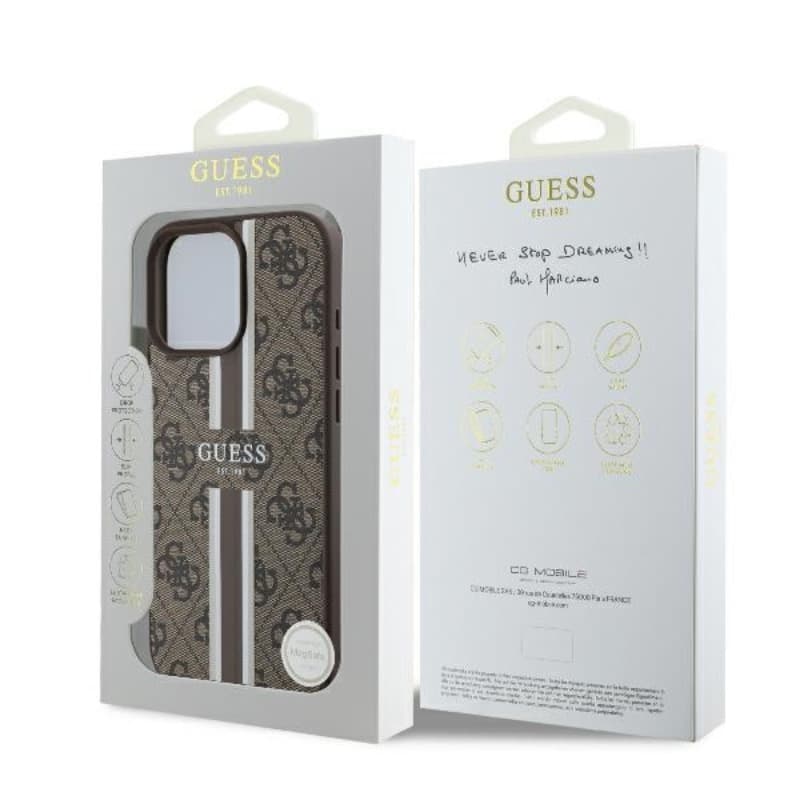 Guess 4G Printed Stripes MagSafe - Case for iPhone 16 Pro (brown) 8