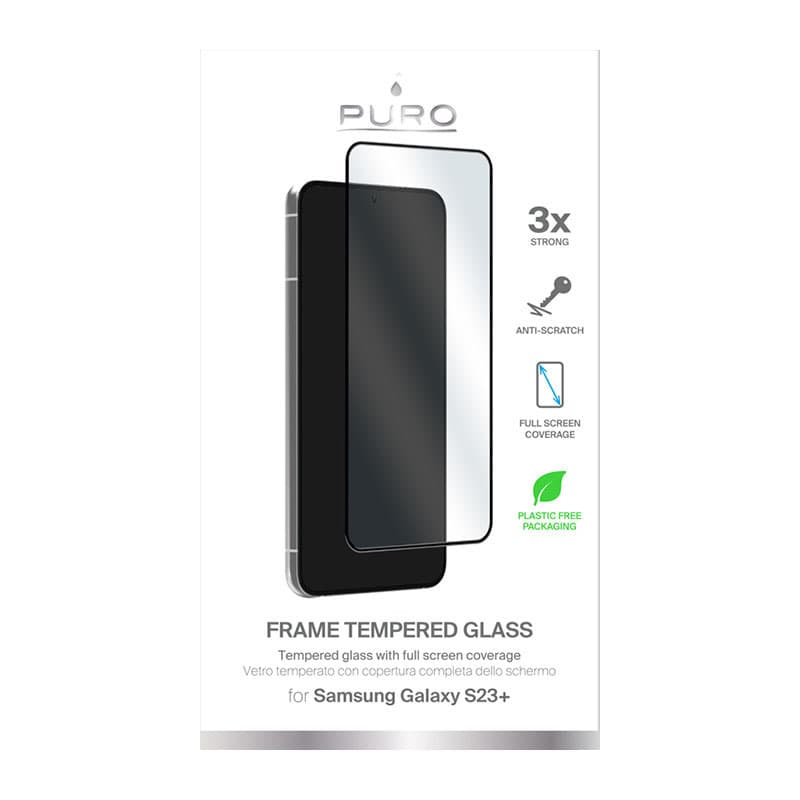 PURO Frame Tempered Glass - Tempered glass for the Samsung Galaxy S23+ (black frame) 2