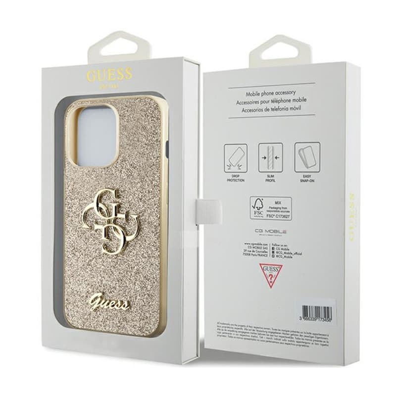 Guess Glitter Script Big 4G - iPhone 13 Pro Max Case (Gold) 8