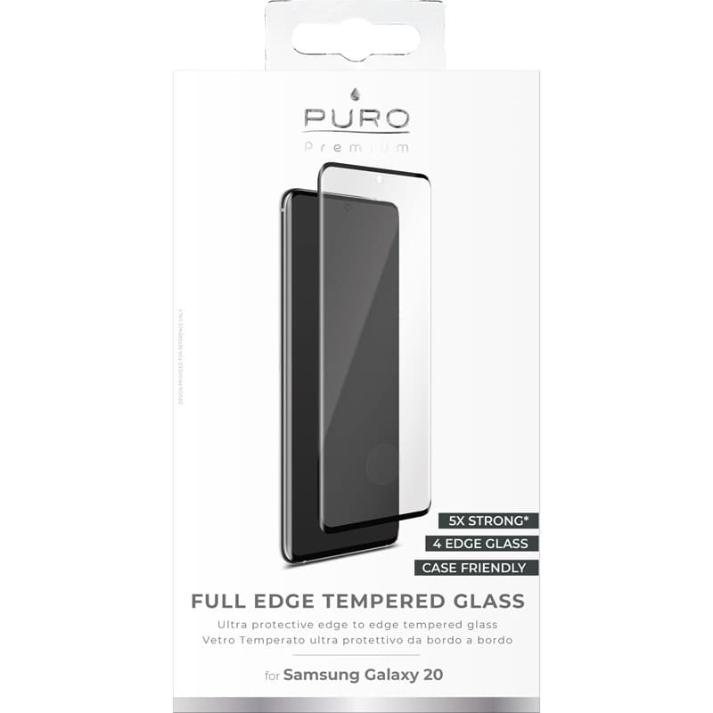 PURO Premium Full Edge Tempered Glass Case Friendly - Samsung Galaxy S20 Tempered Glass Protective Glass (black frame) 2