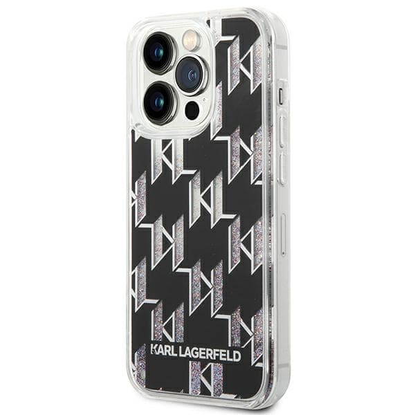 Karl Lagerfeld Monogram Liquid Glitter - Case for iPhone 14 Pro Max (Black) 2