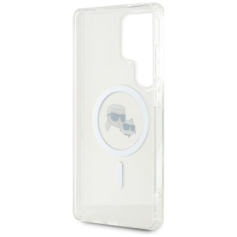 Karl Lagerfeld Button Karl & Choupette Heads Printed Logo MagSafe - Case for Samsung Galaxy S25 Ultra (White) 7