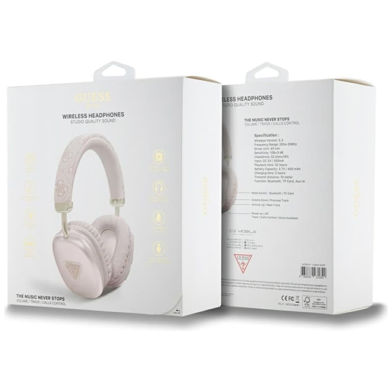 Guess 4G Triangle Logo - Wireless Over-Ear Headphones Bluetooth V5.3 (pink) 4