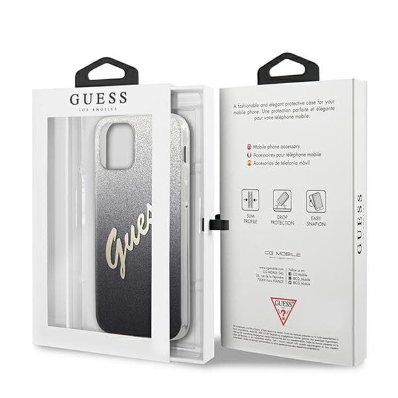 Guess Glitter Gradient Script - Case for iPhone 12 mini (Black) 8