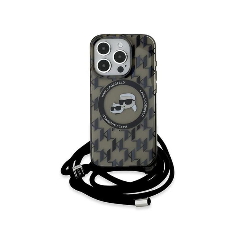 Karl Lagerfeld IML Crossbody Monogram Karl & Choupette Head MagSafe - Case for iPhone 15 Pro Max (Black) 2