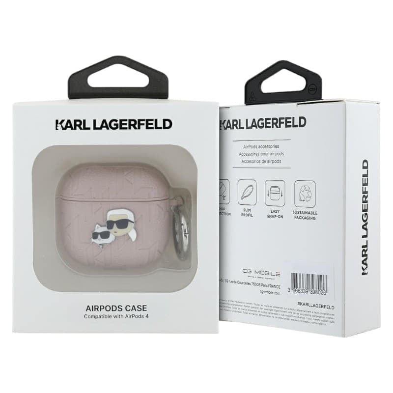 Karl Lagerfeld Monogram Karl & Choupette Head - AirPods 4 Case (pink) 3