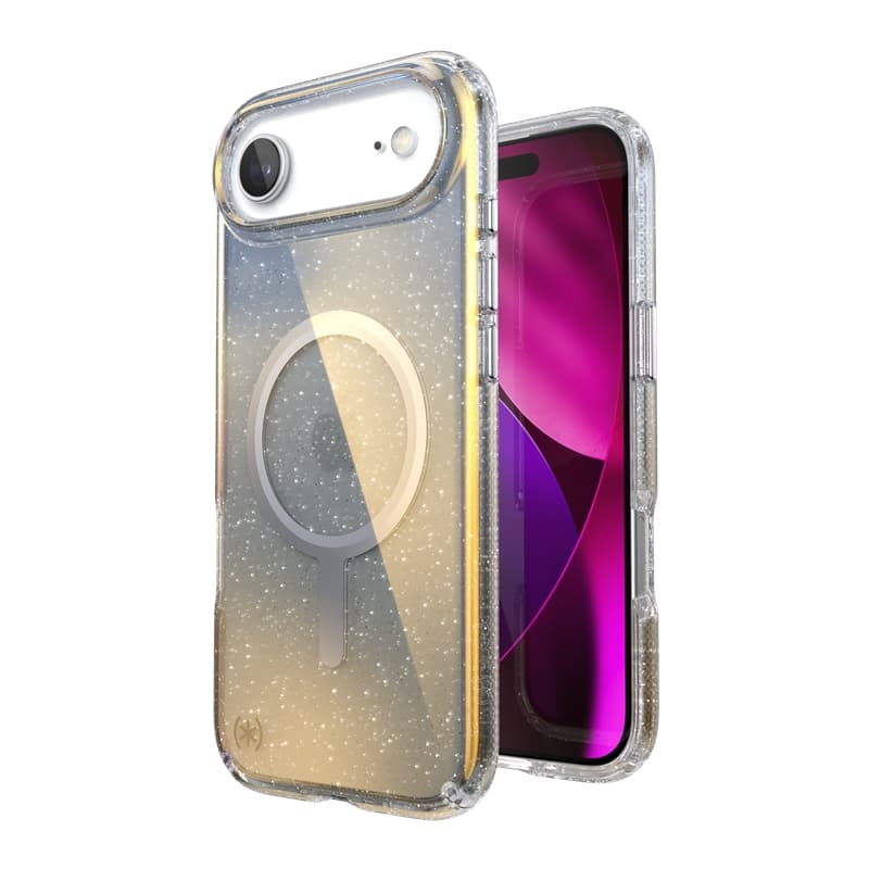 Speck Presidio Lux MagSafe - iPhone Air Case (Hyper Mirror Glitter / Silver Metallic)
