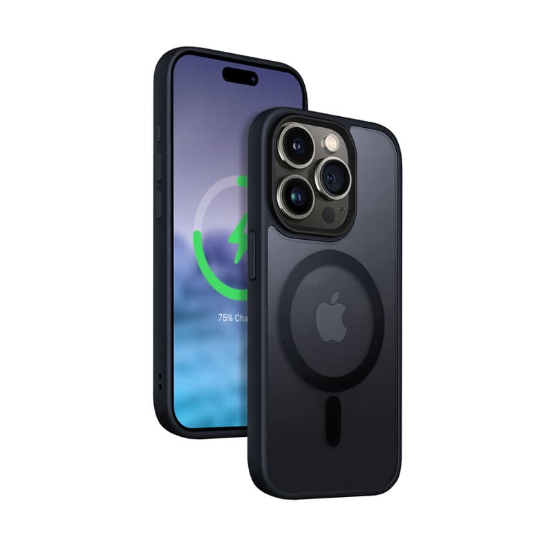 Crong Hybrid Frost MAG Cover - iPhone 15 Pro MagSafe Case (Navy Blue) 1