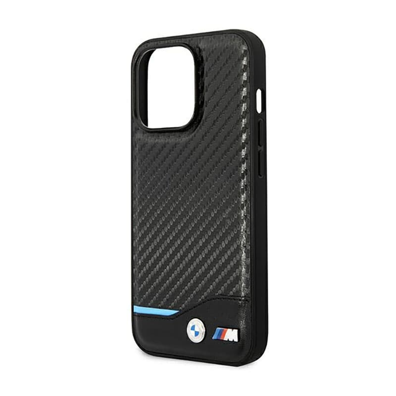 BMW Leather Carbon Blue Line - Case for iPhone 14 Pro (Black) 6