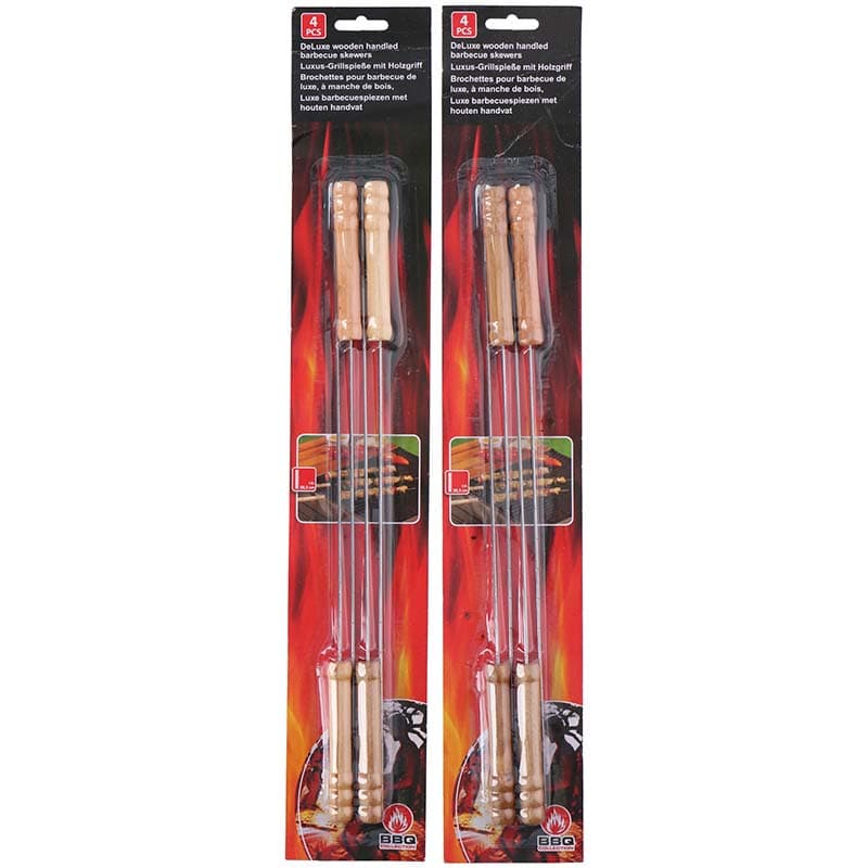 BBQ - skewers for skewers with a wooden handle, long 38 cm (4 pieces) 1