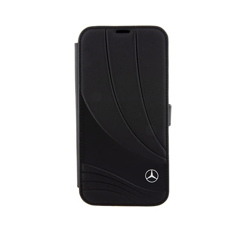 Mercedes Booktype Leather Wave Pattern - iPhone 15 Pro Case (black) 3
