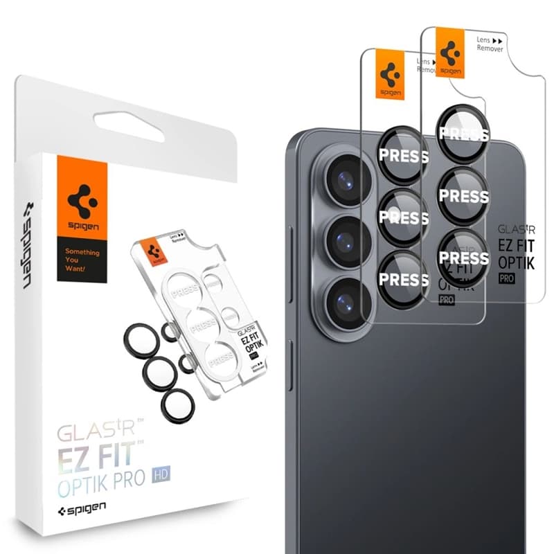 Spigen Optik Pro HD GLAS.TR EZ Fit Camera Protector 2-Pack - Glass Lens Protector for Samsung Galaxy S26+ (2 pcs)(Black) 1