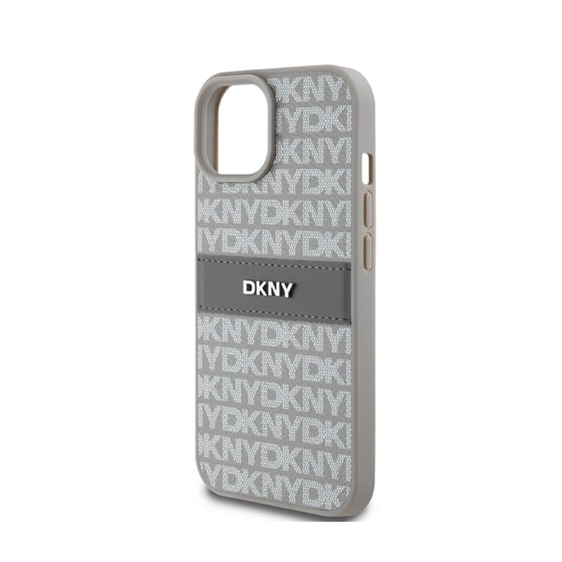 DKNY Leather Mono Stripe & Metal Logo - iPhone 15 Plus / 14 Plus Case (beige) 6