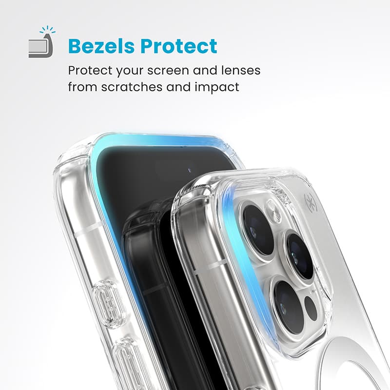 Speck Presidio Perfect-Clear ClickLock & MagSafe - iPhone 16 Pro Case (Clear / Chrome Finish / Serene Silver) 6
