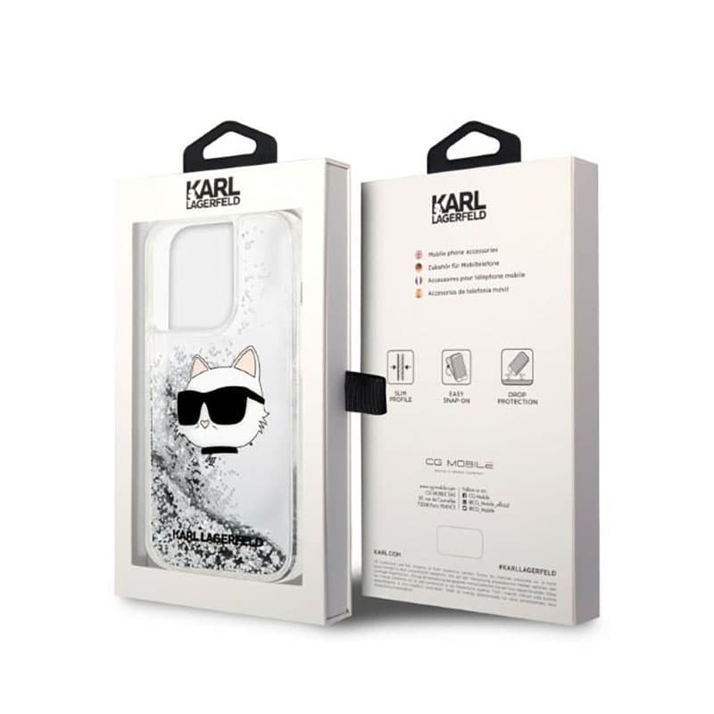 Karl Lagerfeld Liquid Glitter NFT Choupette Head - Case for iPhone 14 Pro Max (Silver) 8