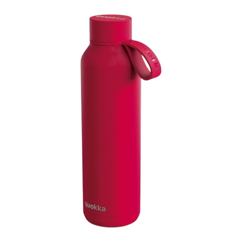 Quokka Solid With Strap - 630 ml Stainless Steel Thermos Bottle with Strap (Cherry Red)