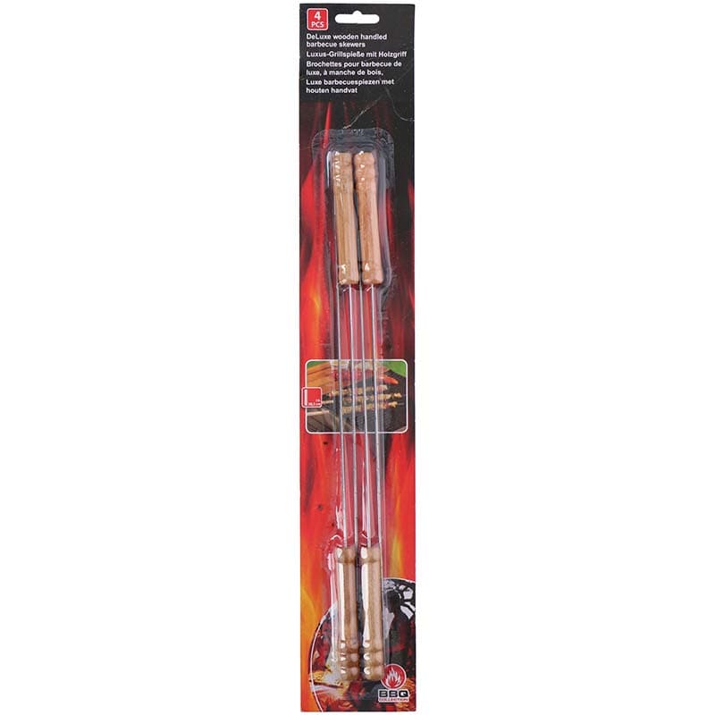 BBQ - skewers for skewers with a wooden handle, long 38 cm (4 pieces) 2