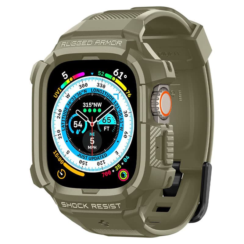 Spigen Rugged Armor Pro - Strap with case for Apple Watch Ultra 49 mm (Vintage Khaki)