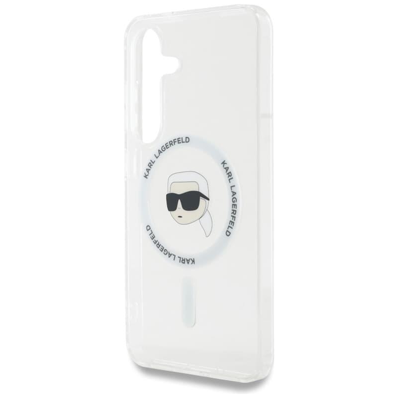 Karl Lagerfeld Button Karl Head Printed Logo MagSafe - Case for Samsung Galaxy S25 (White) 6