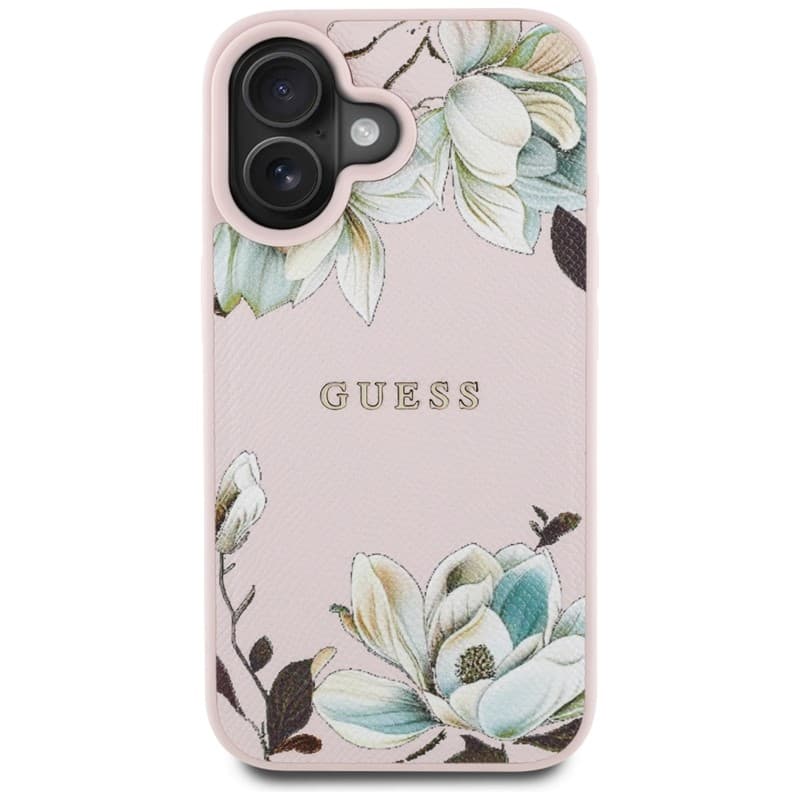 Guess Grained Printed Flower Pattern MagSafe - Case for iPhone 16 (pink) 3