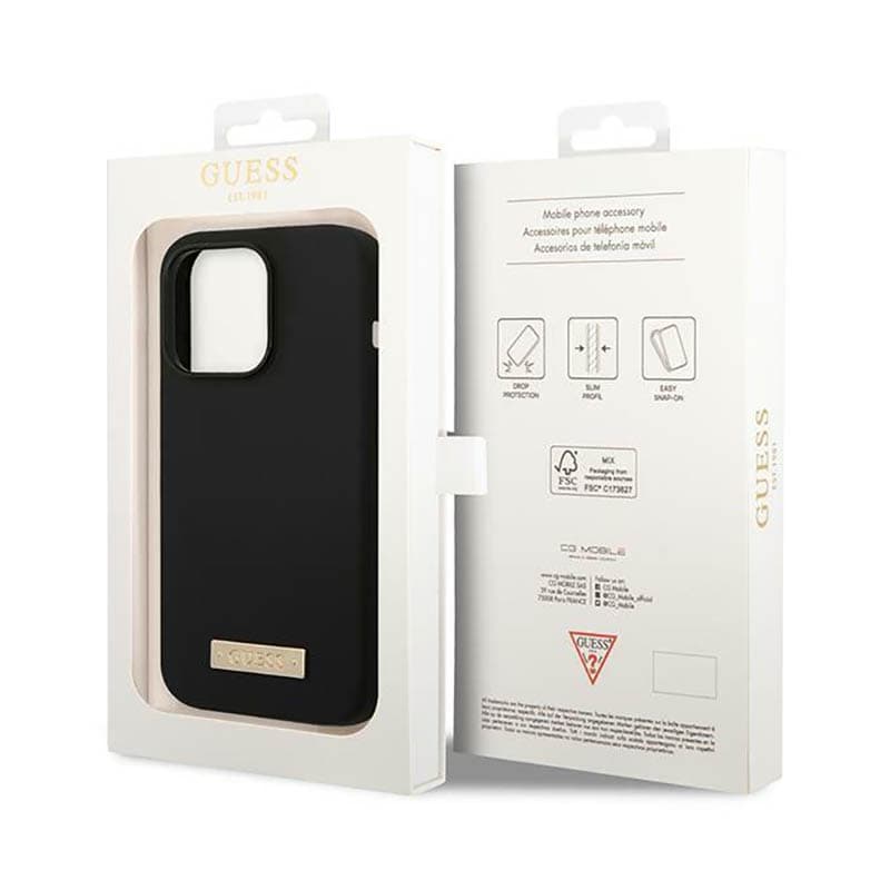 Guess Silicone Logo Plate MagSafe - Case for iPhone 14 Pro (Black) 8