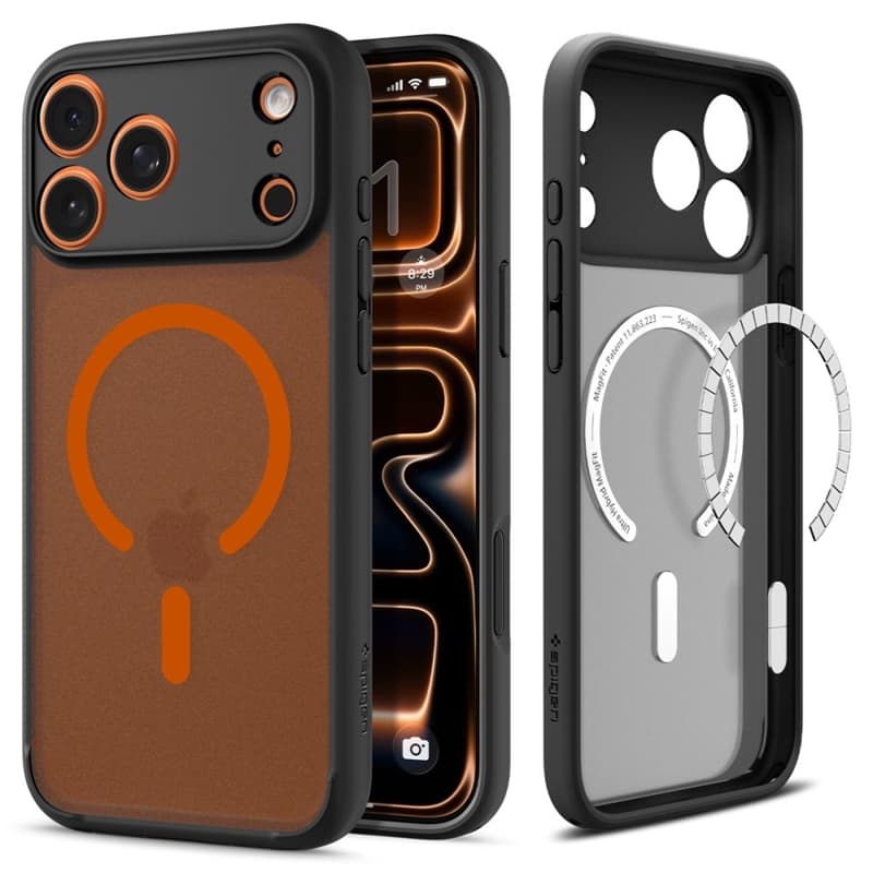 Spigen Ultra Hybrid Mag MagSafe - Case for iPhone 17 Pro Max (Frost Black / Orange)