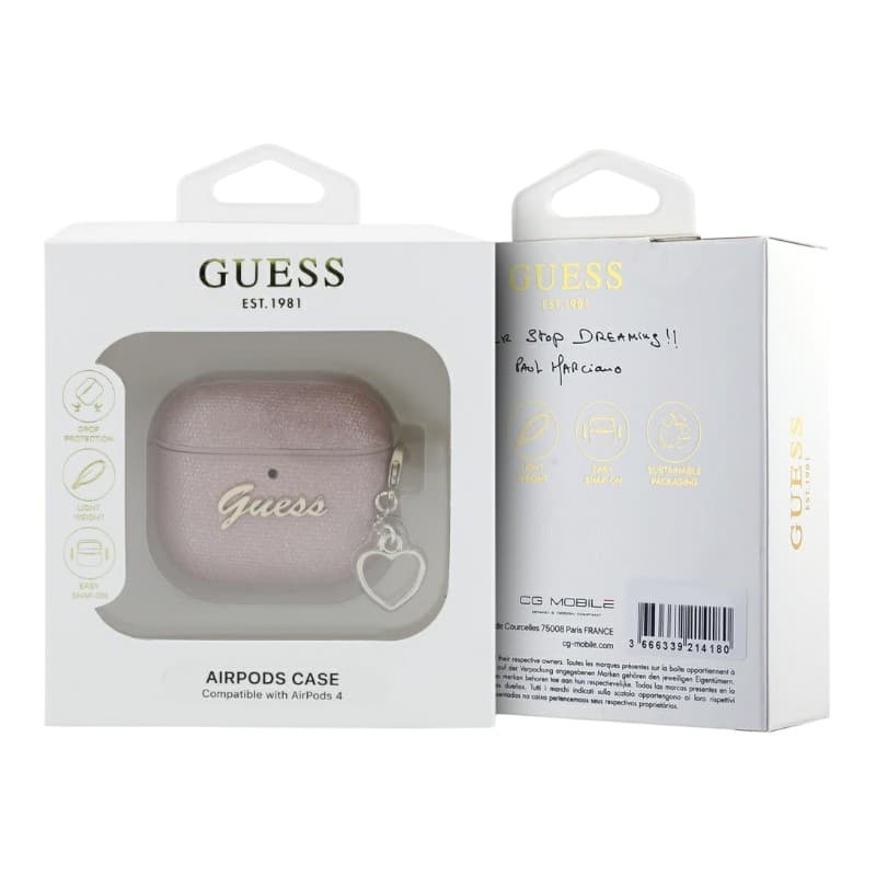 Guess Metallic Script Charm - AirPods 4 Case (pink) 3