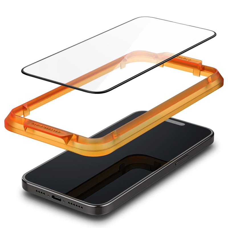 Spigen Alm Glass FC 2-Pack - Tempered glass for iPhone 15 Pro 2 pcs (Black frame) 5