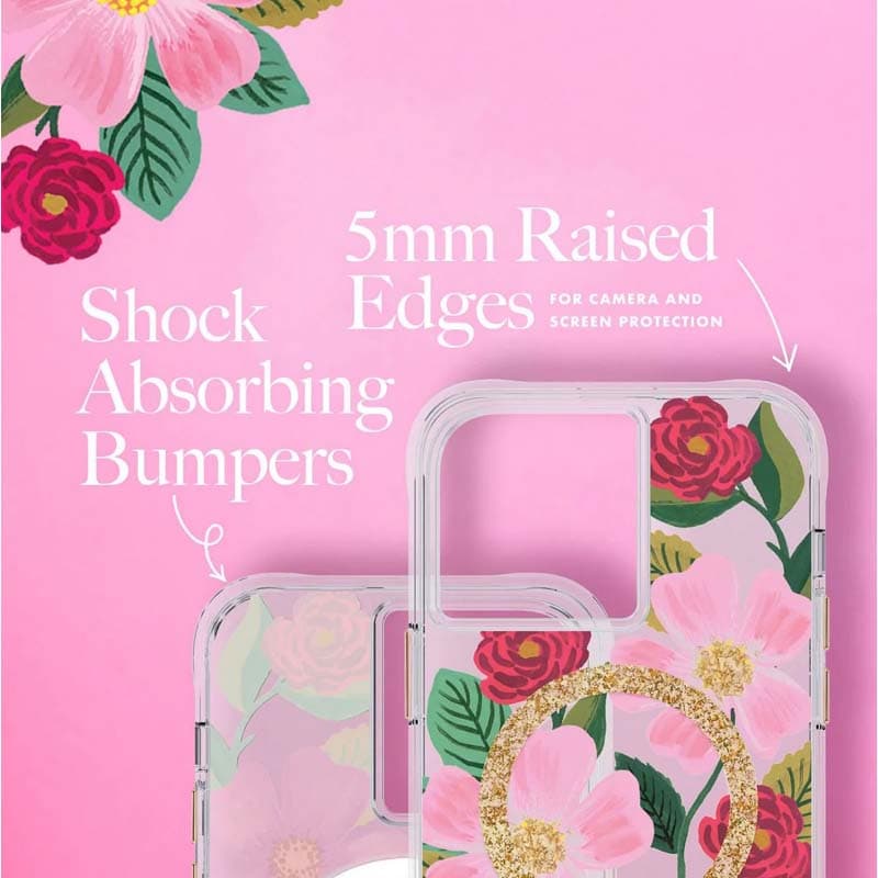 Rifle Paper Clear MagSafe - Case decorated in gold for iphone 14 Plus (Rose Garden) 8