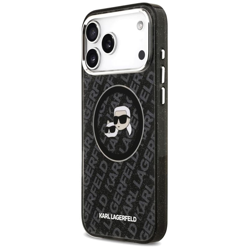 Karl Lagerfeld IML Glitter Karl & Choupette Heads Logo MagSafe - Case for iPhone 17 Pro Max (black) 2