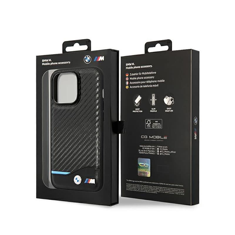 BMW Leather Carbon Blue Line - Case for iPhone 14 Pro (Black) 8